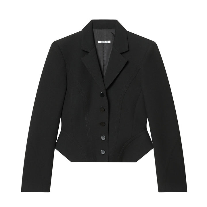 Women’s short blazer in sculpted look with dart seams and figure-flattering silhouette Mune Fashion