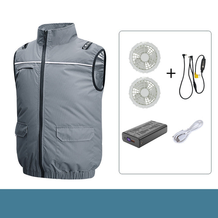 Unisex nan lightweight cooling work vest with integrated fans and external battery Mune Fashion