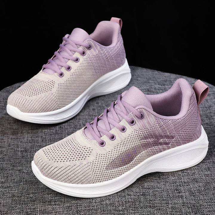 Ladies' knitted lightweight sports sneakers with sock-like shaft, elastic lacing, and cushioning EVA midsole Mune Fashion