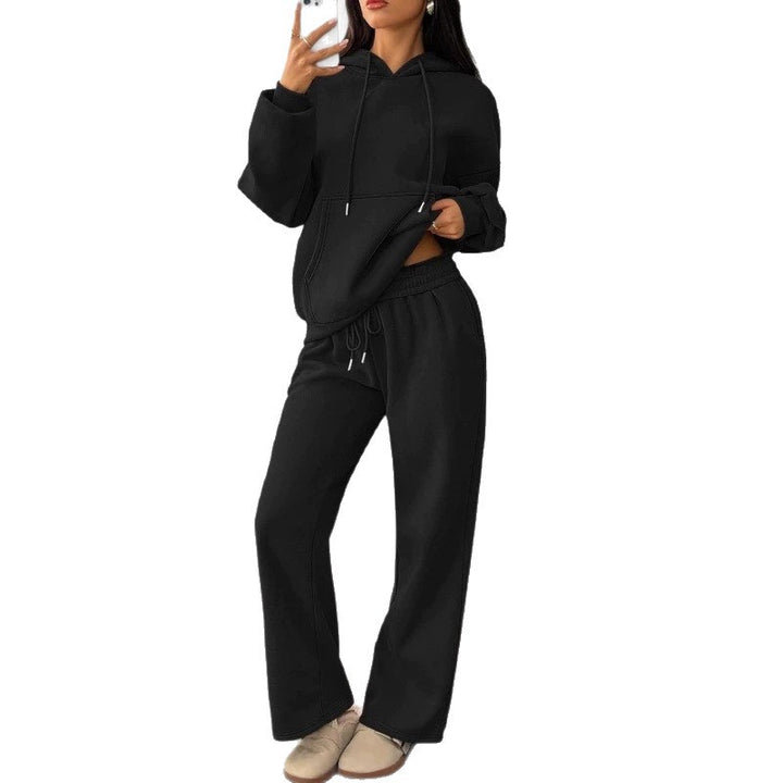 Women's Oversized Hoodie Set with Kangaroo Pocket and Wide Palazzo Pants Drune
