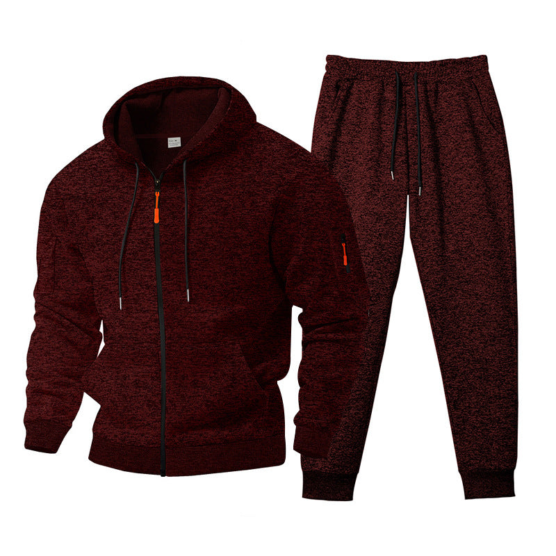 Men's marled hoodie sweat set with full zip, zip arm pocket, and drawstring joggers Mune Fashion