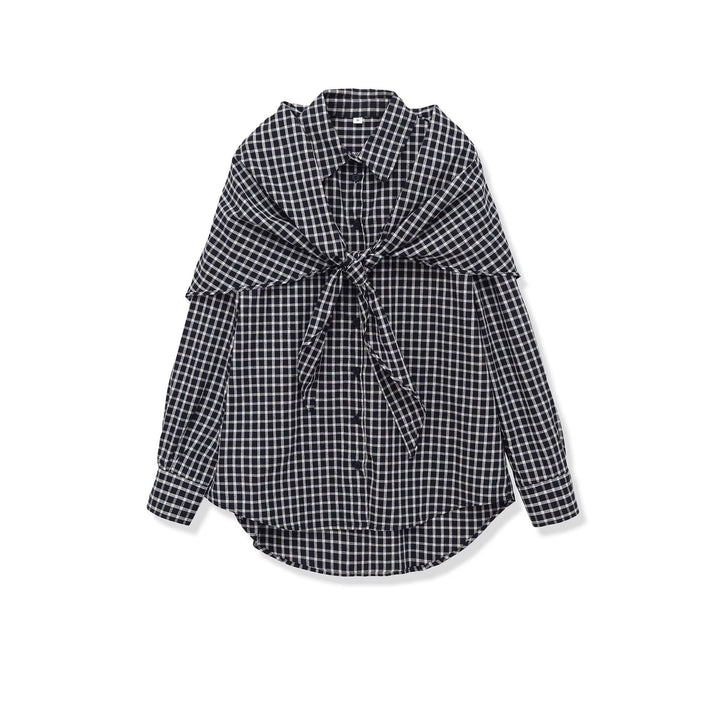 Women Oversize checked shirt with rounded hem Mune Fashion