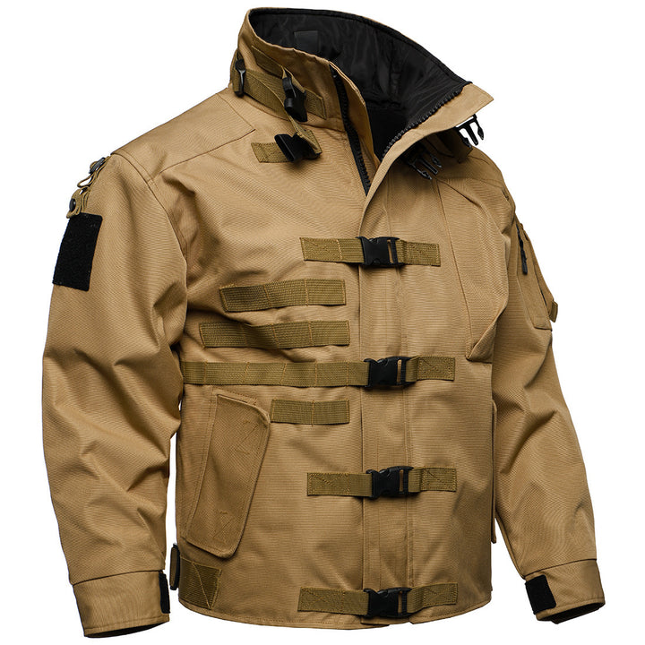 Men's Tactical Field Jacket with Modular Snap Closures and Stowable Hood Mune Fashion