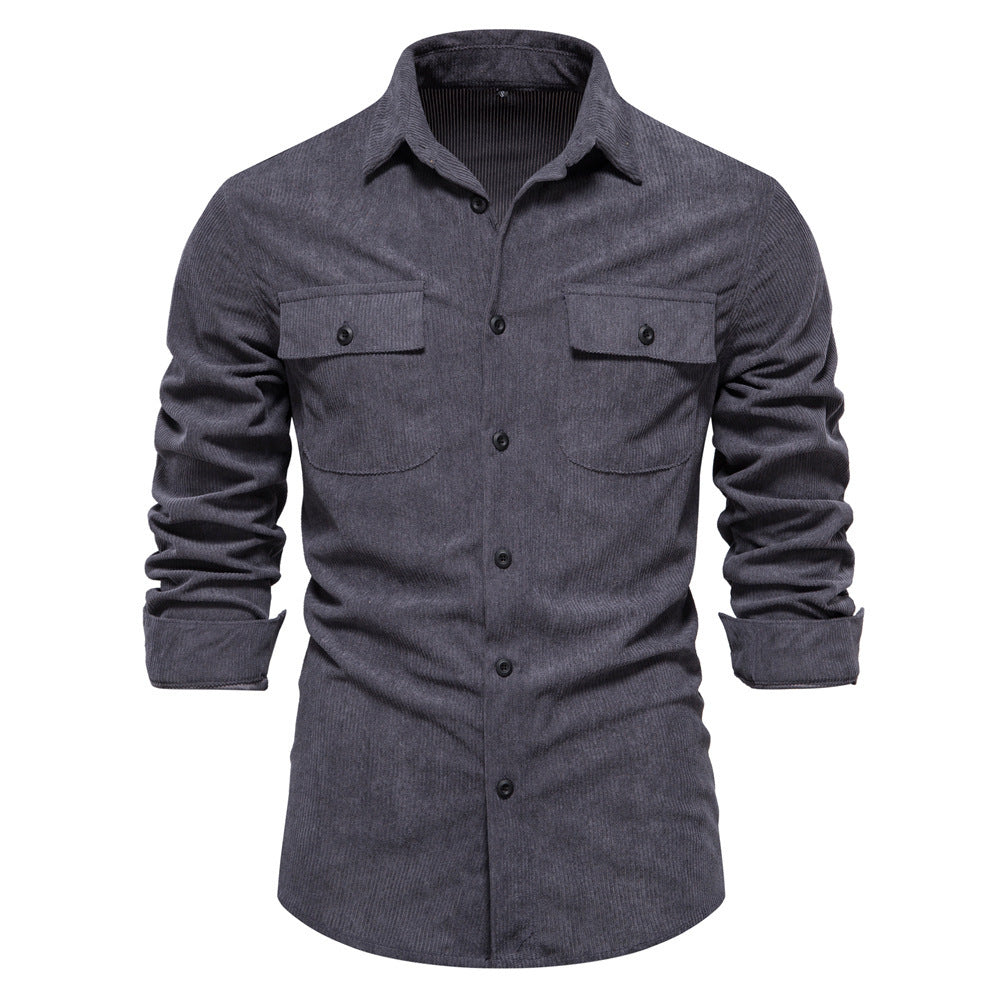 Men's fine cord overshirt with chest pockets, continuous button placket, and close-fitting silhouette Mune Fashion