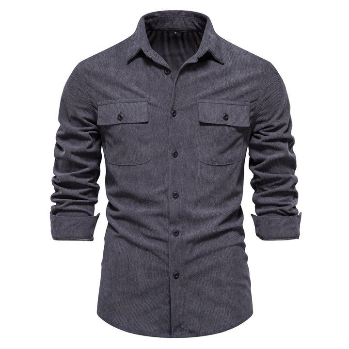 Men's fine cord overshirt with chest pockets, continuous button placket, and close-fitting silhouette Mune Fashion