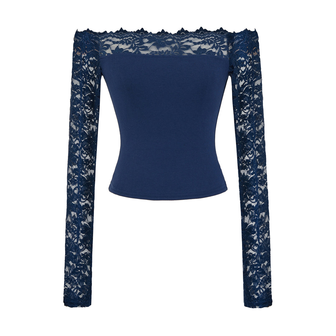 Ladies Carmen top with lace sleeves and off-the-shoulder cut Mune Fashion