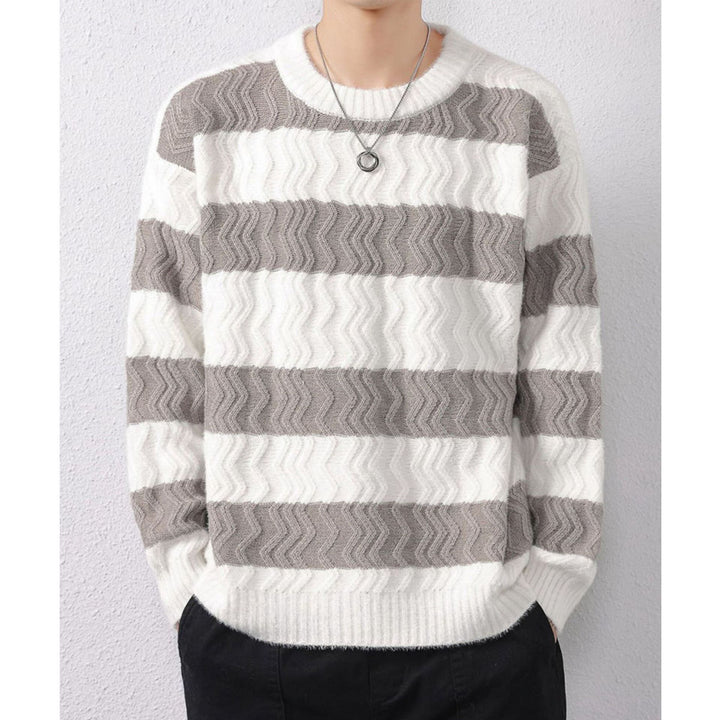 Men's chunky knit sweater with wave pattern Mune Fashion