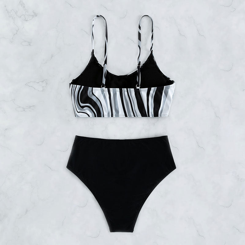 Women Bikini Set with elegant wave pattern Mune Fashion