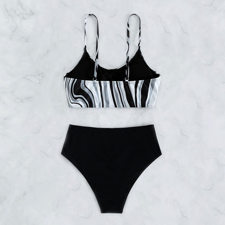 Women Bikini Set with elegant wave pattern Mune Fashion