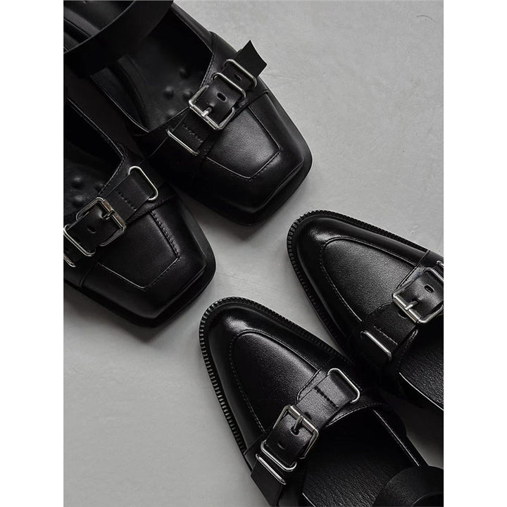 Ladies Buckle Monkstrap Slipper with Low Block Heel Mune Fashion