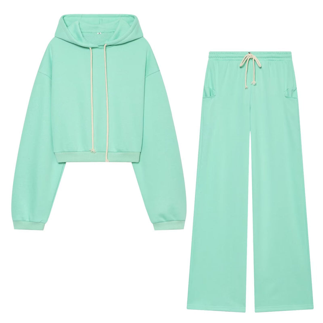 Women's Wide Cut Jersey Pants with Elastic Waistband, Drawstring, and Patch Pockets Mune Fashion