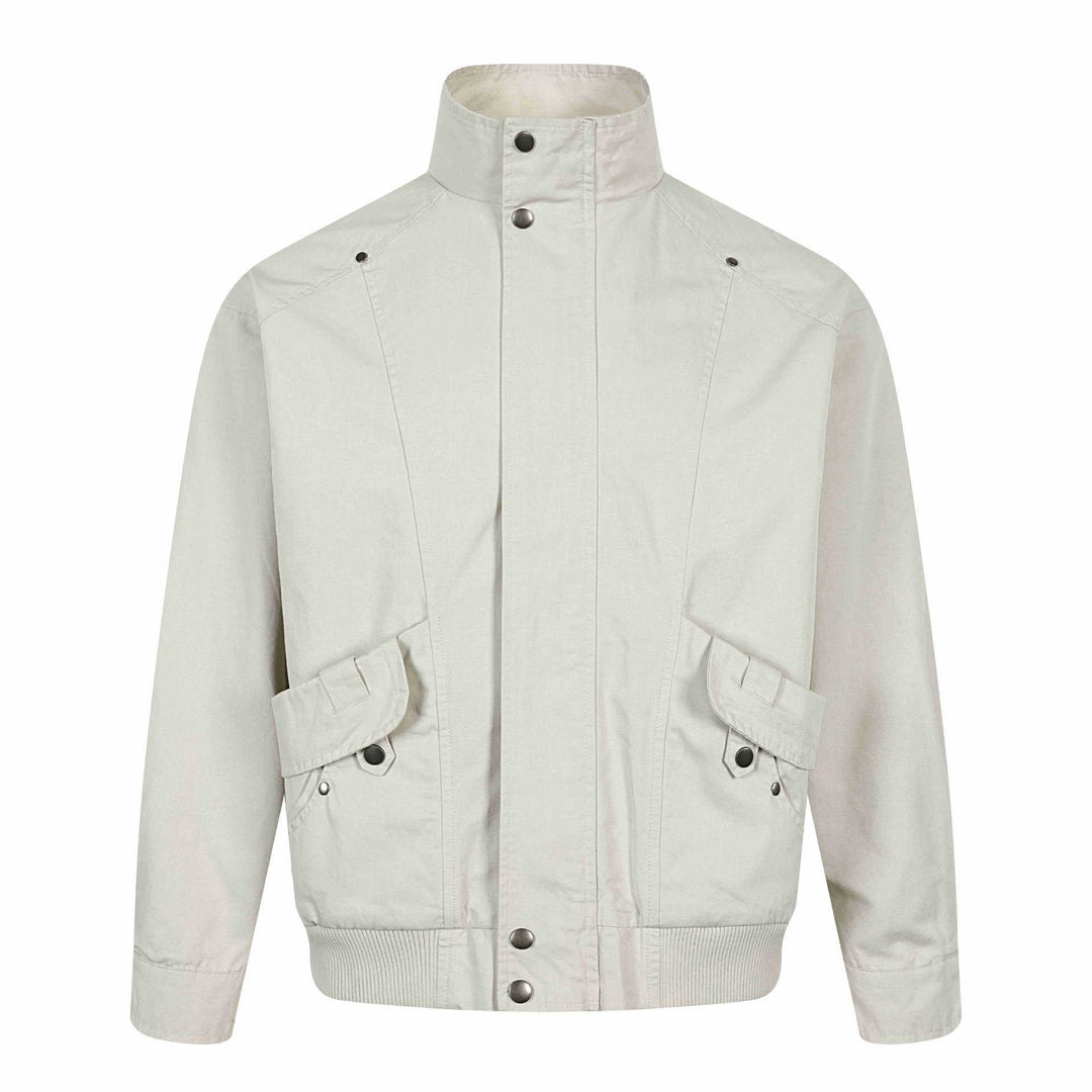 Men's Short Utility Bomber with High Stand Collar, Flap Pockets and Ribbed Cuffs Mune Fashion