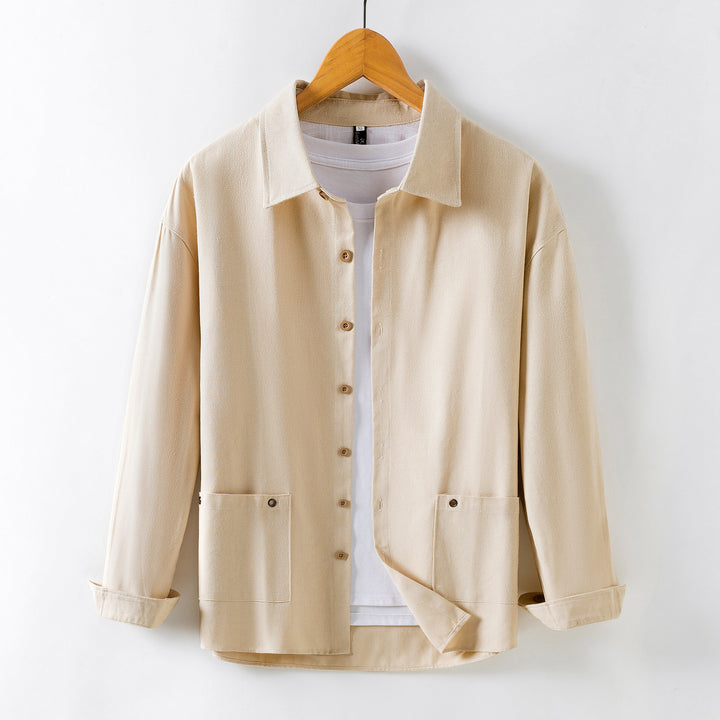 Men's Lightweight Overshirt-Jacket made of Linen Blend with Patch Pockets Mune Fashion
