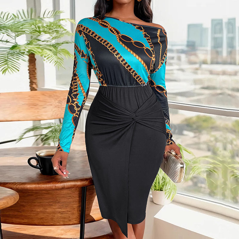 Ladies Elegant Knee-Length Dress with Draping Details Mune Fashion