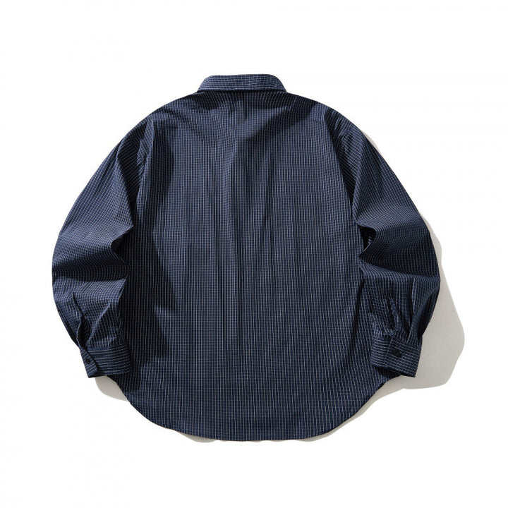 Unisex Lightweight Checked Overshirt with Shirt Collar, Side Pockets, and Curved Hem Mune Fashion