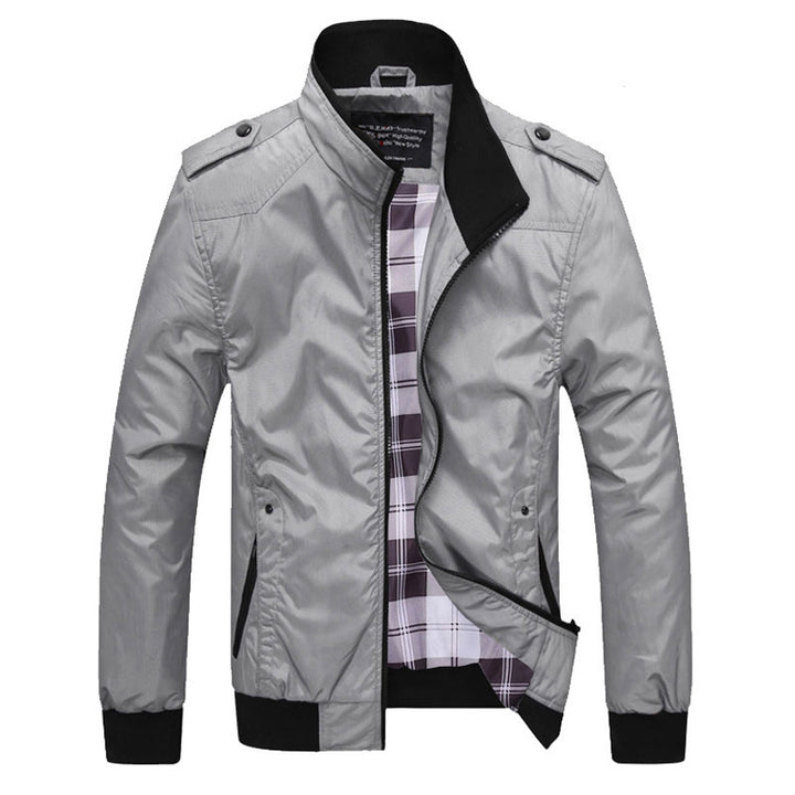 Men's Urban Zip Blouson with Stand-Up Collar, Zipper Pockets and Checked Lining Mune Fashion