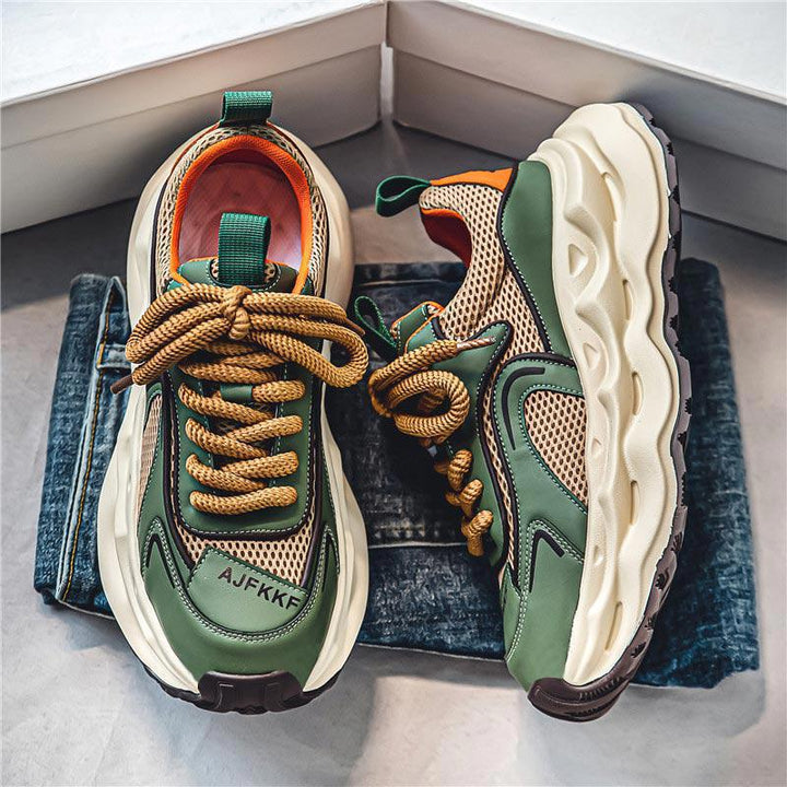 Women's Voluminous Retro Chunky Sneakers with Breathable Mesh Overlay and Sculptural Comfort Sole Mune Fashion