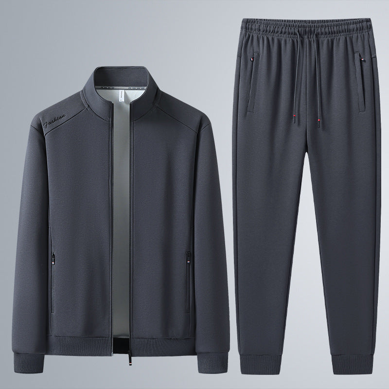 Men's Two-Piece Sports Lounge Set with Stand Collar, Concealed Zipper & Drawstring Mune Fashion