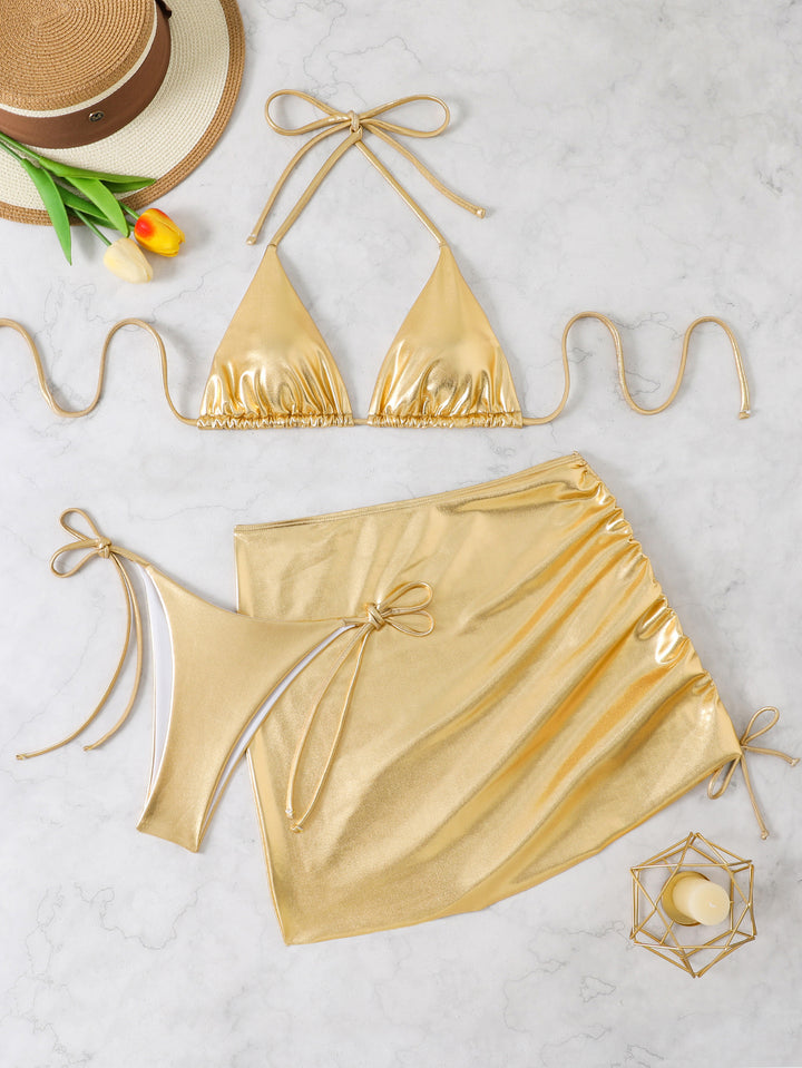 Ladies Triangle Bikini with stylish wrap skirt Mune Fashion
