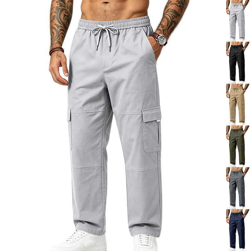 Men's Utility Cargo Pants with Elastic Drawstring, Knee Inserts and Multi-Pockets Mune Fashion