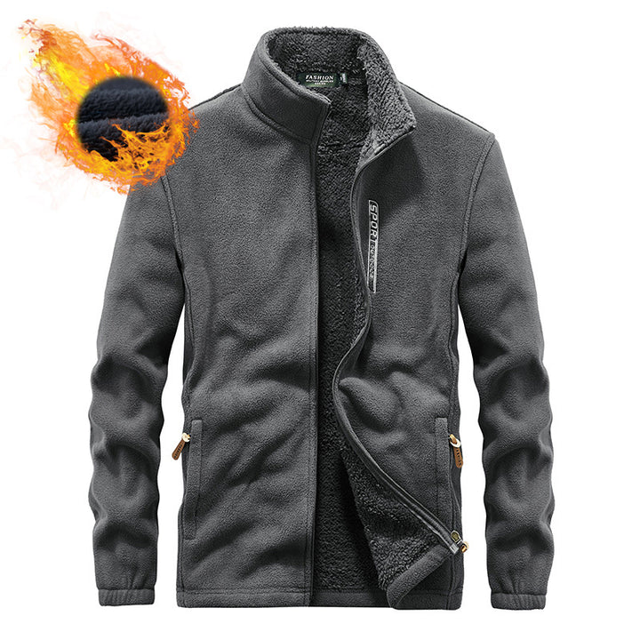 Men's thermo fleece jacket with double-layered sherpa inner lining and standing collar Mune Fashion