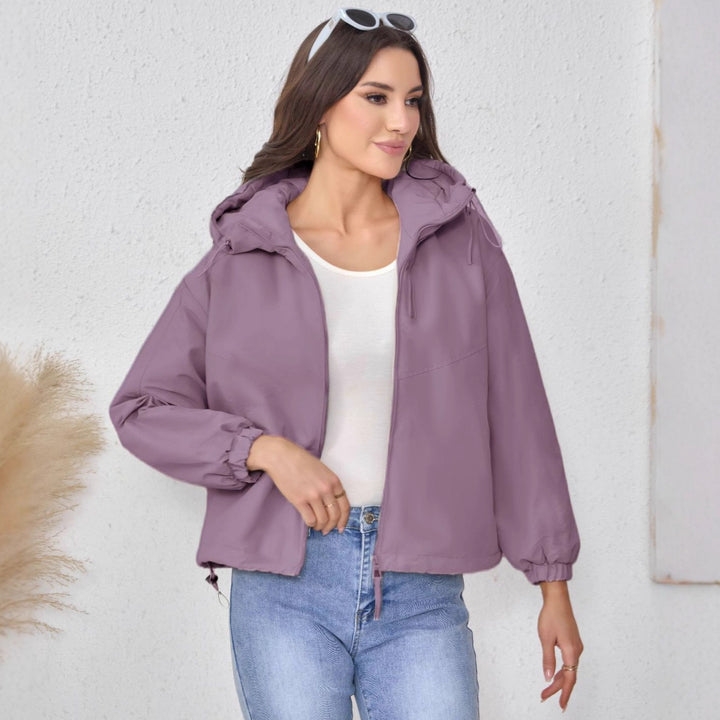 Women Padded Hooded Jacket with Drawstring, Double Front Zipper and Elastic Cuffs Mune Fashion