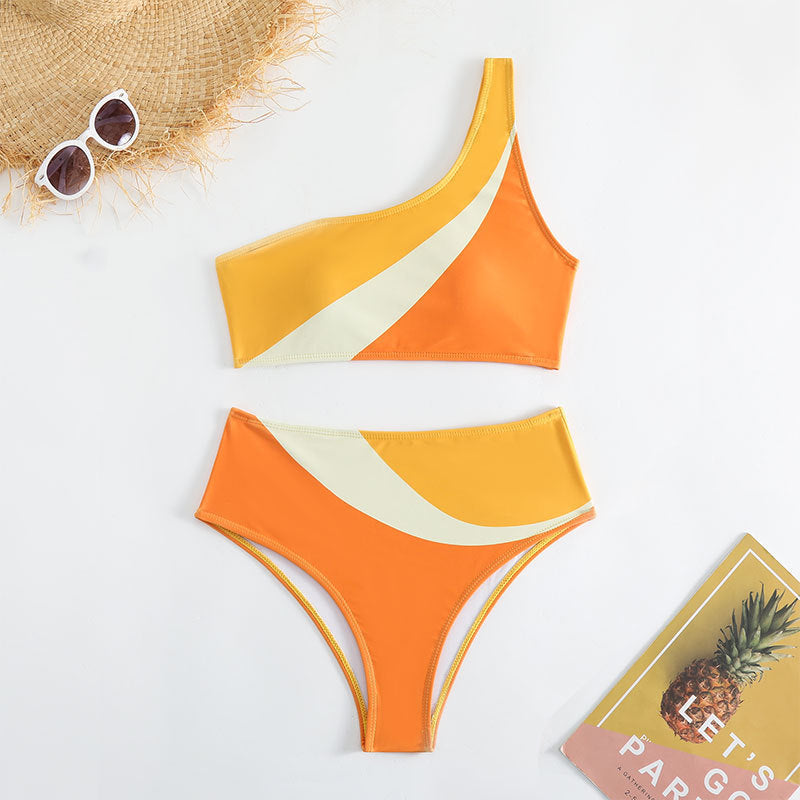 Women's One-Sided Bikini with Modern Color Pattern Mune Fashion