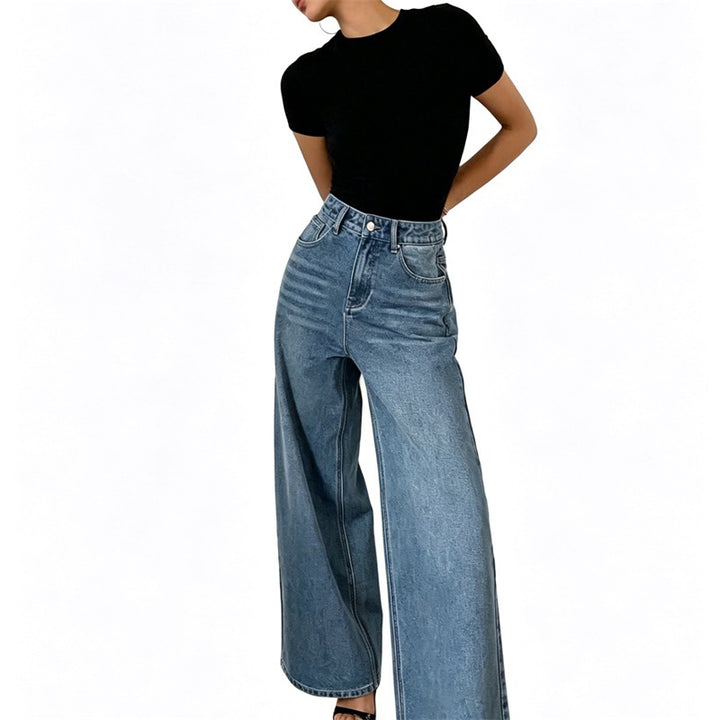Women's jeans trousers with high waist and wide leg Mune Fashion