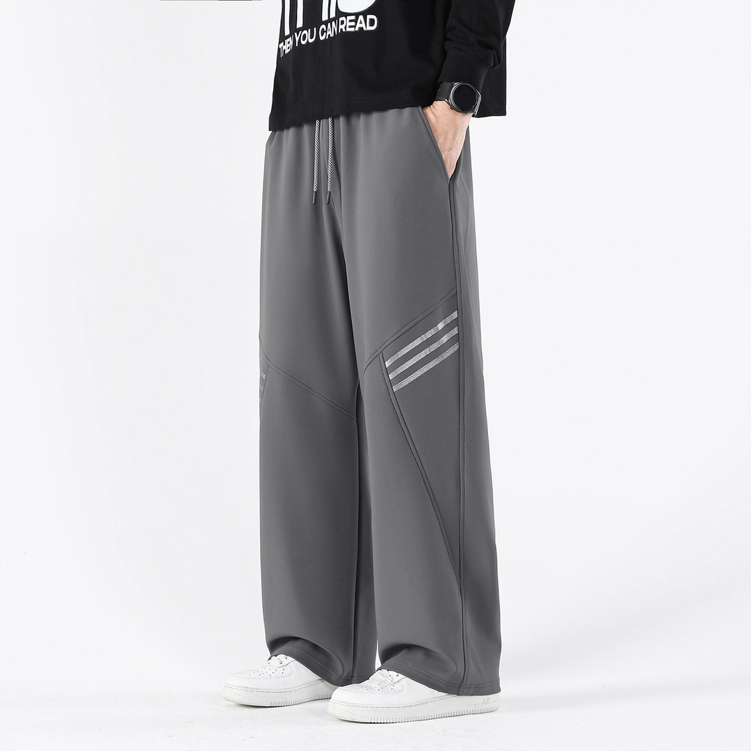 Men's Wide Relaxed Leisure Pants with Drawstring & Distinctive Seams Mune Fashion