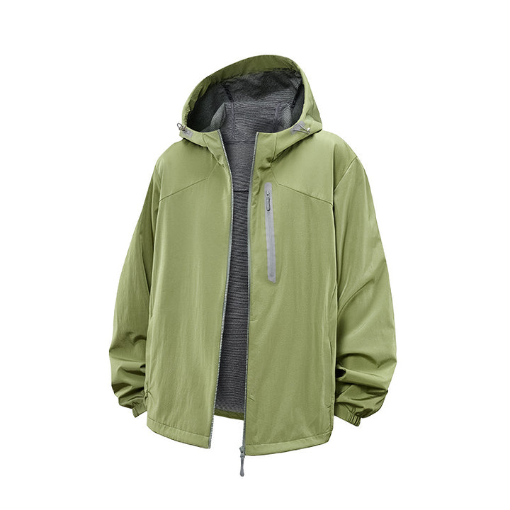 Men's Lightweight Hooded Windbreaker with Water-Repellent Membrane and Reflective Zipper Pockets Mune Fashion