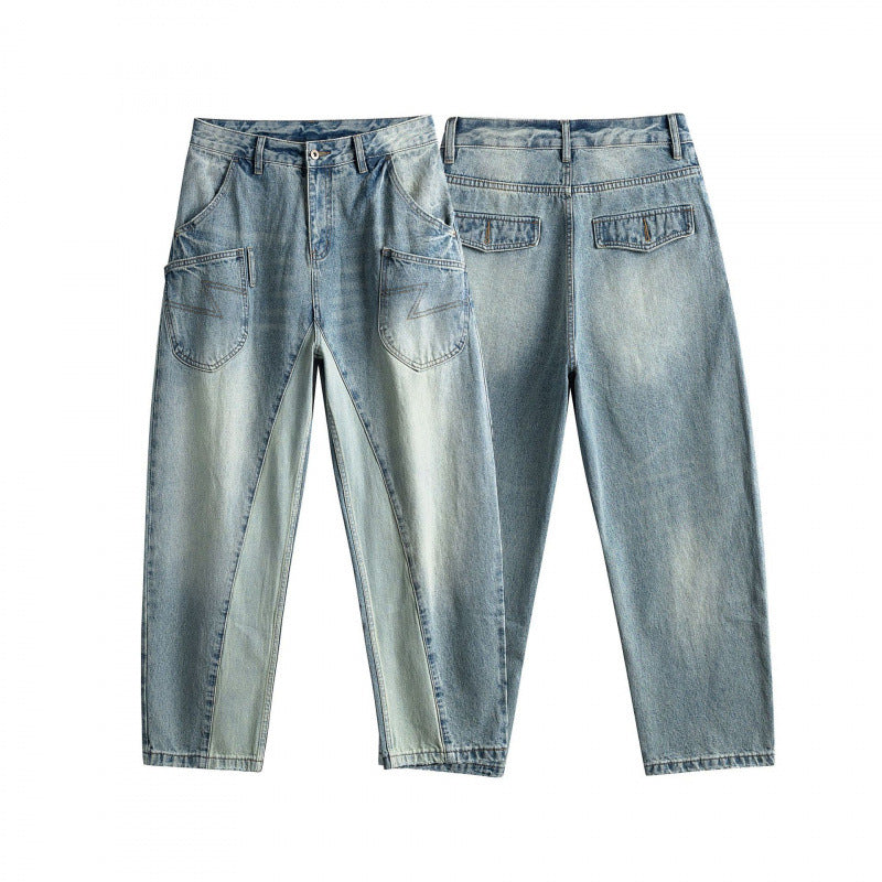 Ladies baggy jeans in panel design with low waistband and large pockets Mune Fashion