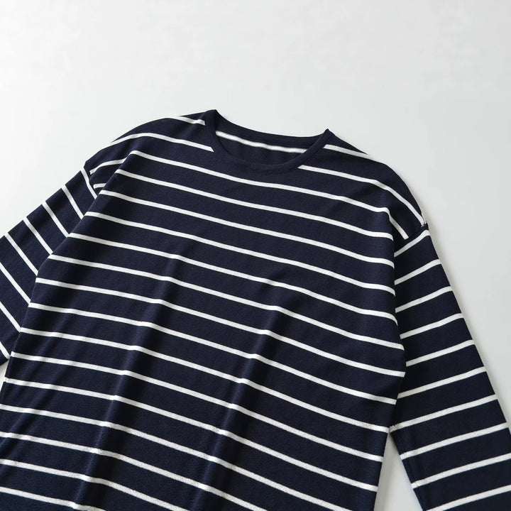 Women Oversize Striped Tunic with 3/4 Sleeves Drune