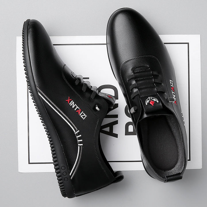 Men's Elegant Lightweight Leatherette Slip-On with Elastic Quick Lace and Contoured Rubber Sole Mune Fashion