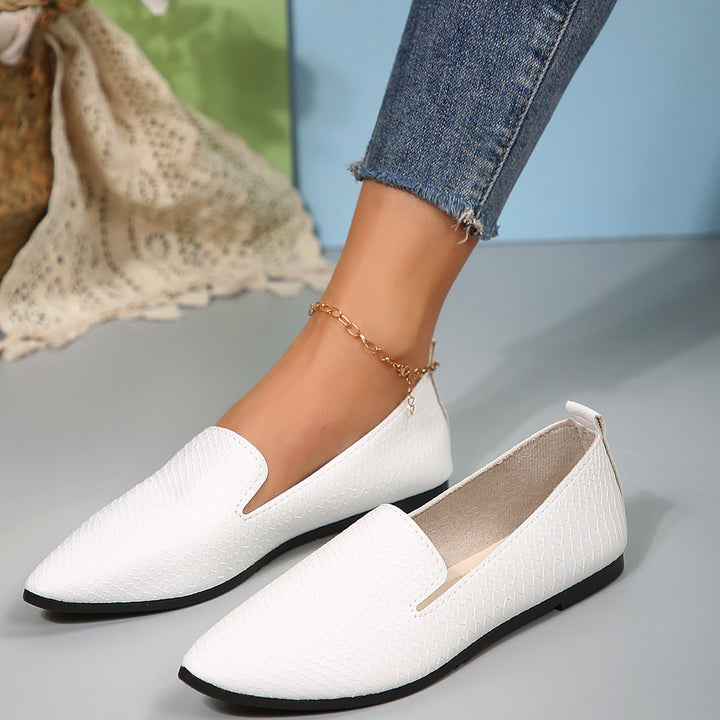 Ladies nan flexible wedge loafers with croco embossing and pointed toe Mune Fashion