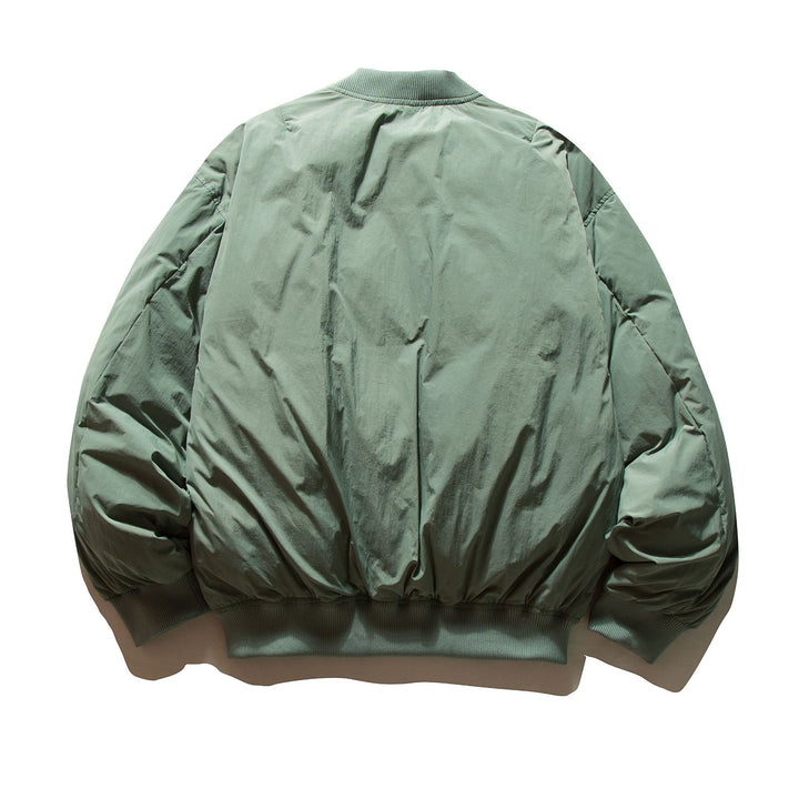 Men's Voluminous Boxy Bomber Jacket with Padded Insulation and Subtle Chest Zipper Pocket Mune Fashion