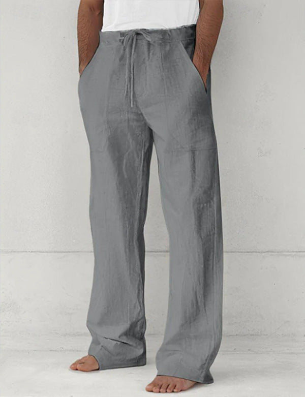 Men's light Relax Chino made of linen blend with loose leg, drawstring waistband and side pockets Mune Fashion
