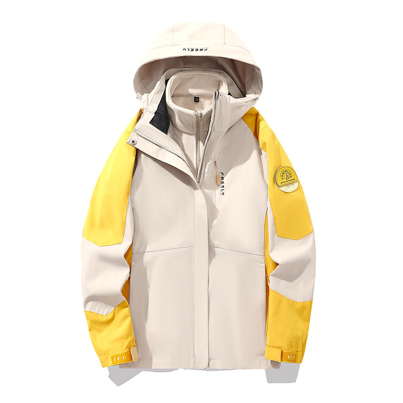 Men's non-waterproof three-piece winter jacket with removable hood and fleece inner jacket Mune Fashion