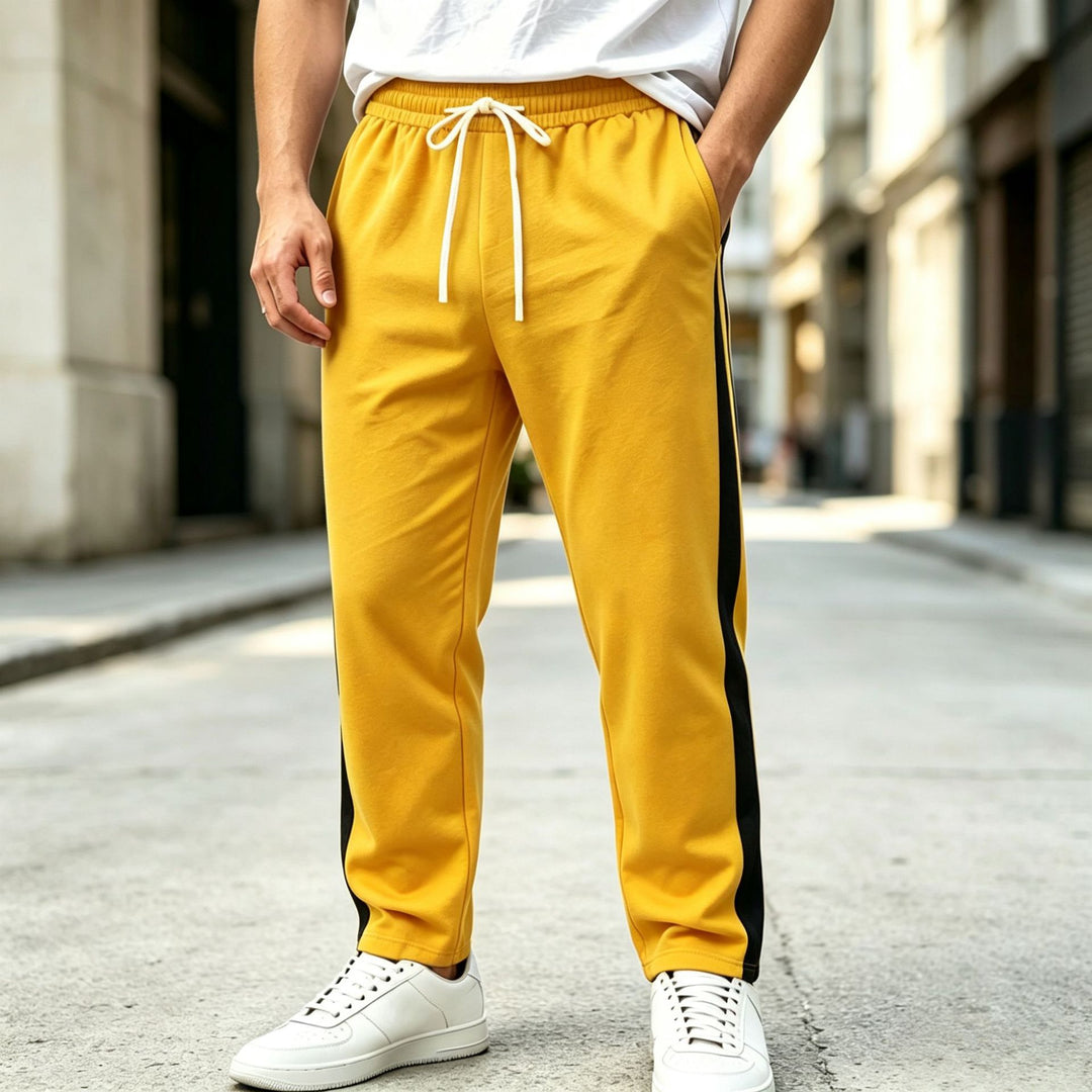 Men's jogging pants with side contrast stripe, elastic waistband and drawstring Mune Fashion