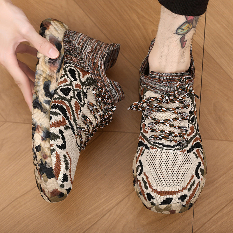 Unisex knitted sock sneaker with camouflage patterned, shock-absorbing sole Mune Fashion