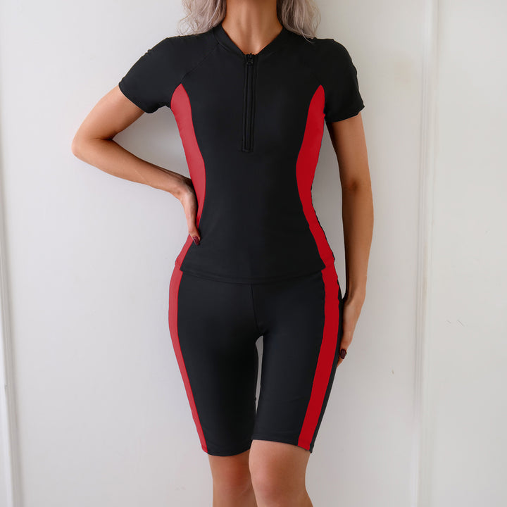 Ladies Athletic Short Sleeve Swimsuit Mune Fashion