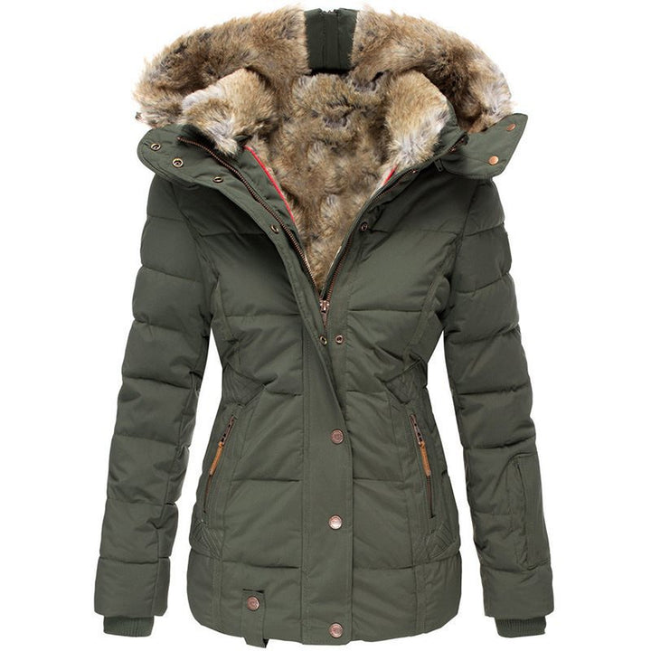 Women's padded parka with fitted cut and faux fur hood Mune Fashion
