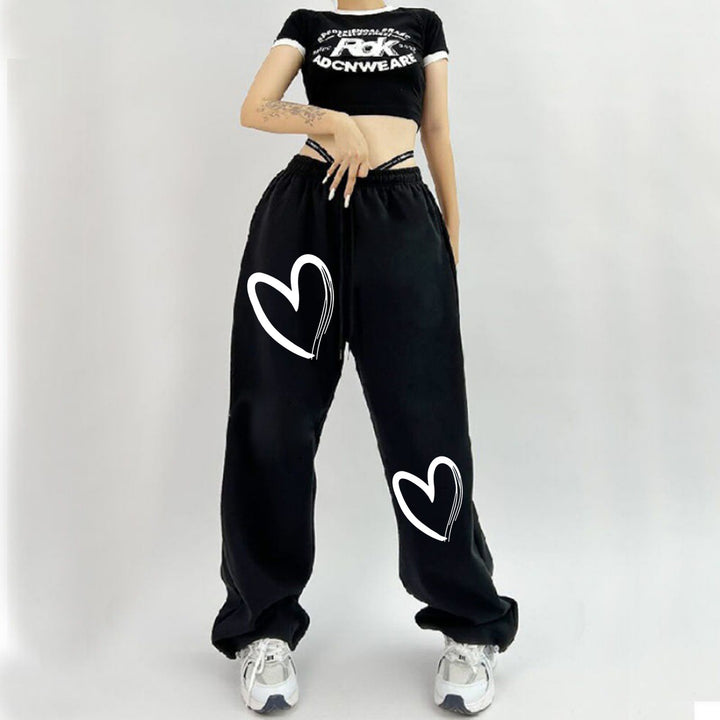 Women printed Relax joggers with drawstring elastic waistband and ribbed ankle cuffs Mune Fashion