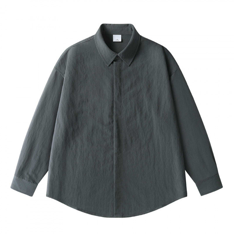 Unisex Oversize Linen Shirt with Concealed Button Placket and Dropped Shoulder Mune Fashion