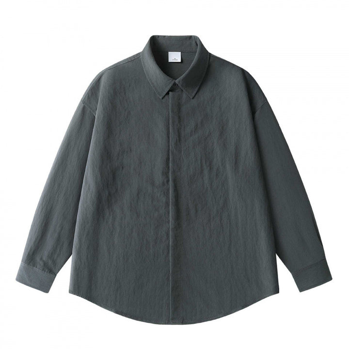 Unisex Oversize Linen Shirt with Concealed Button Placket and Dropped Shoulder Mune Fashion