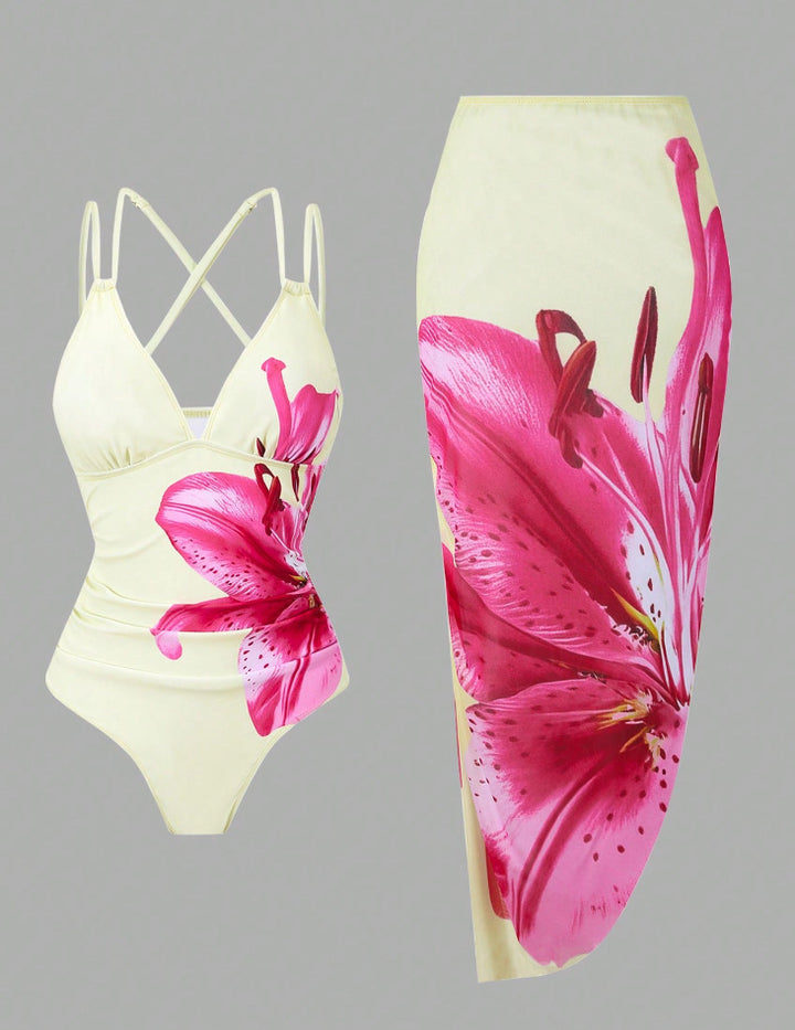 Women's swimsuit with elegant floral print Mune Fashion
