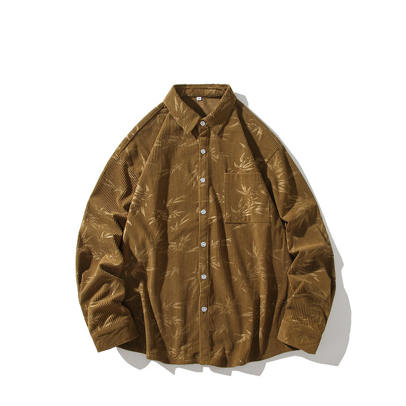 Men's Oversized Cord Shirt with Tonal Embroidery and Chest Pocket Mune Fashion