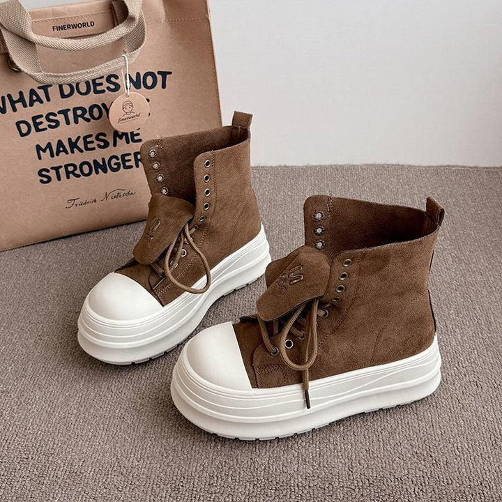 Women's High-top Sneakers with platform-style sole and innovative lacing Mune Fashion