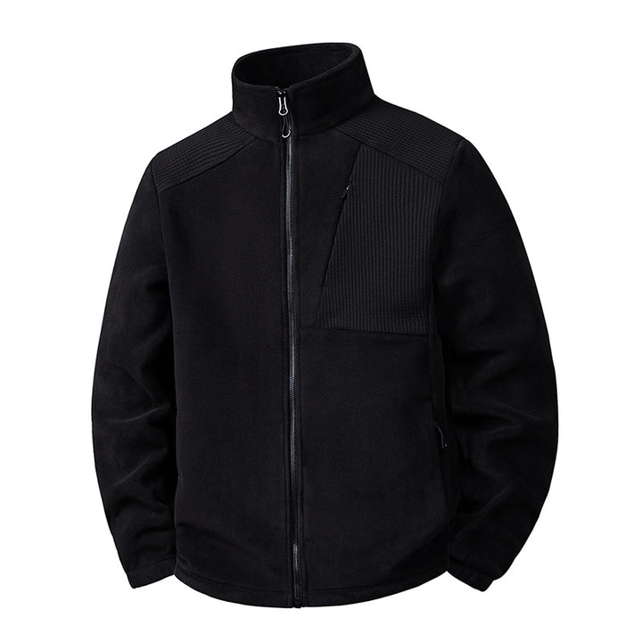 Men's fleece jacket with stand-up collar and reinforced shoulder panels Mune Fashion