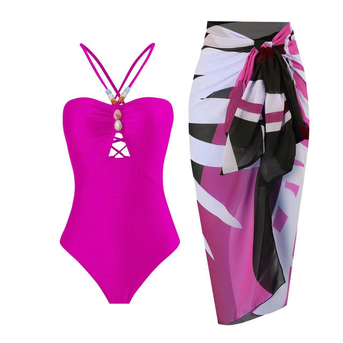 Women's swimsuit with trendy cut-out and elegant wrap skirt Mune Fashion