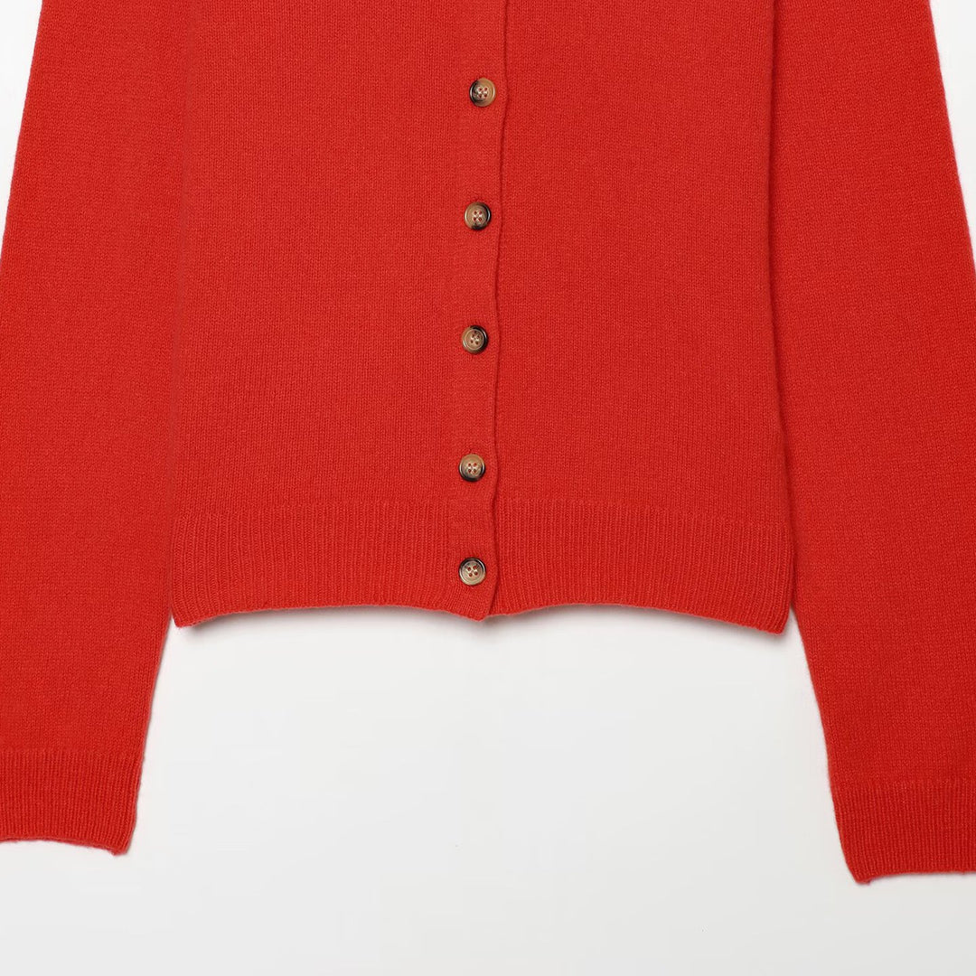 Women's fine knit cardigan with round neckline and full button placket Mune Fashion
